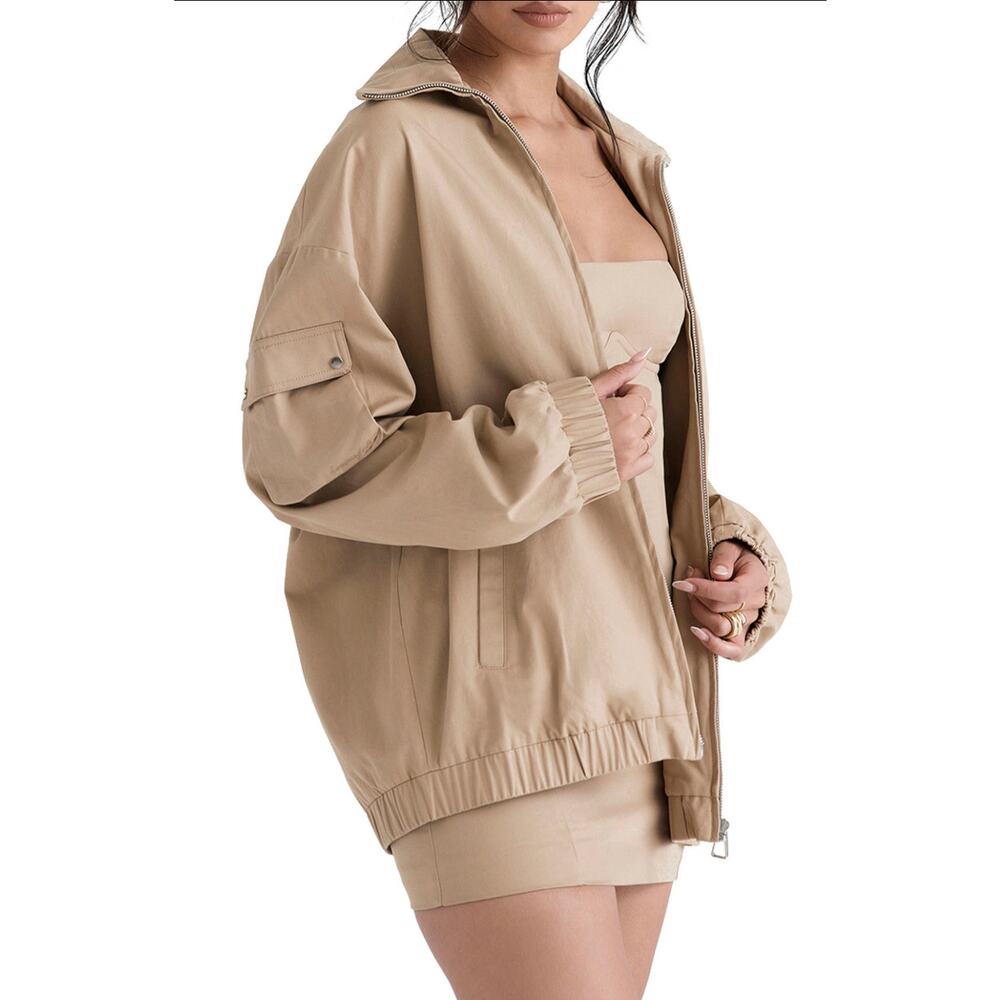 HOUSE OF CB Cami Oversize Track Utility Bomber Zip Jacket Size Small